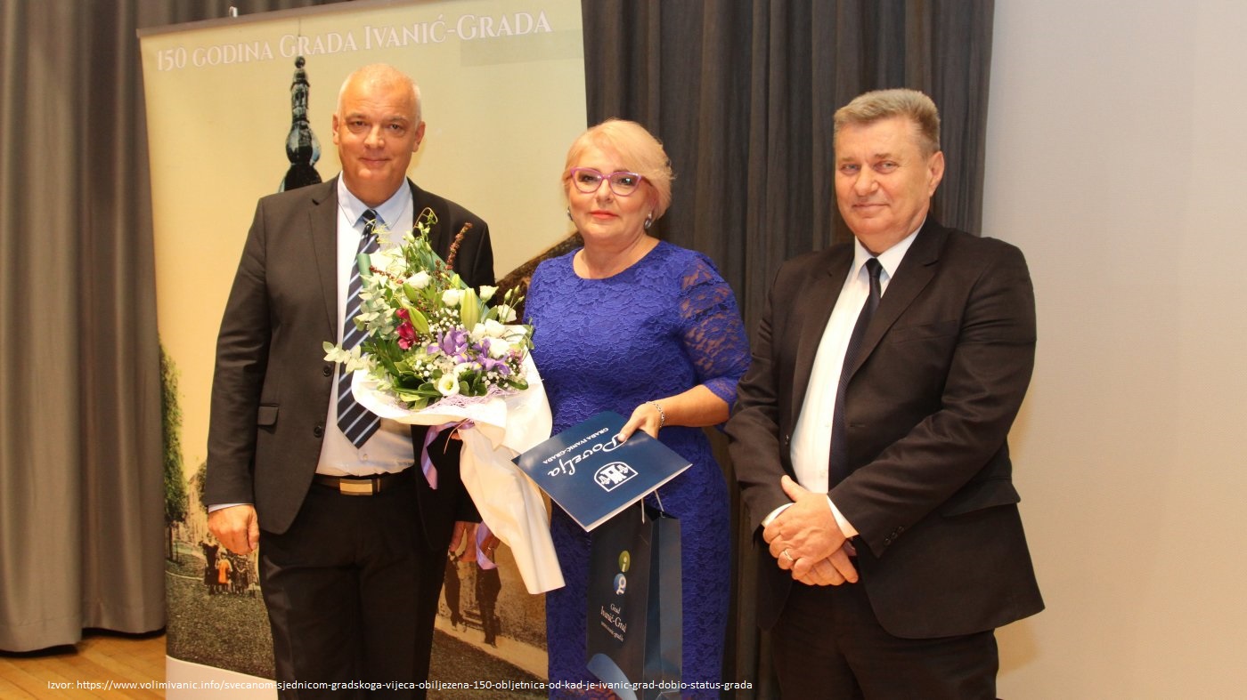 Povodom proslave obljetnice 150 godina statusa grada Ivanić grada prim. Marini Kovač, dr.med. dodijeljeno je javno priznanje Grada